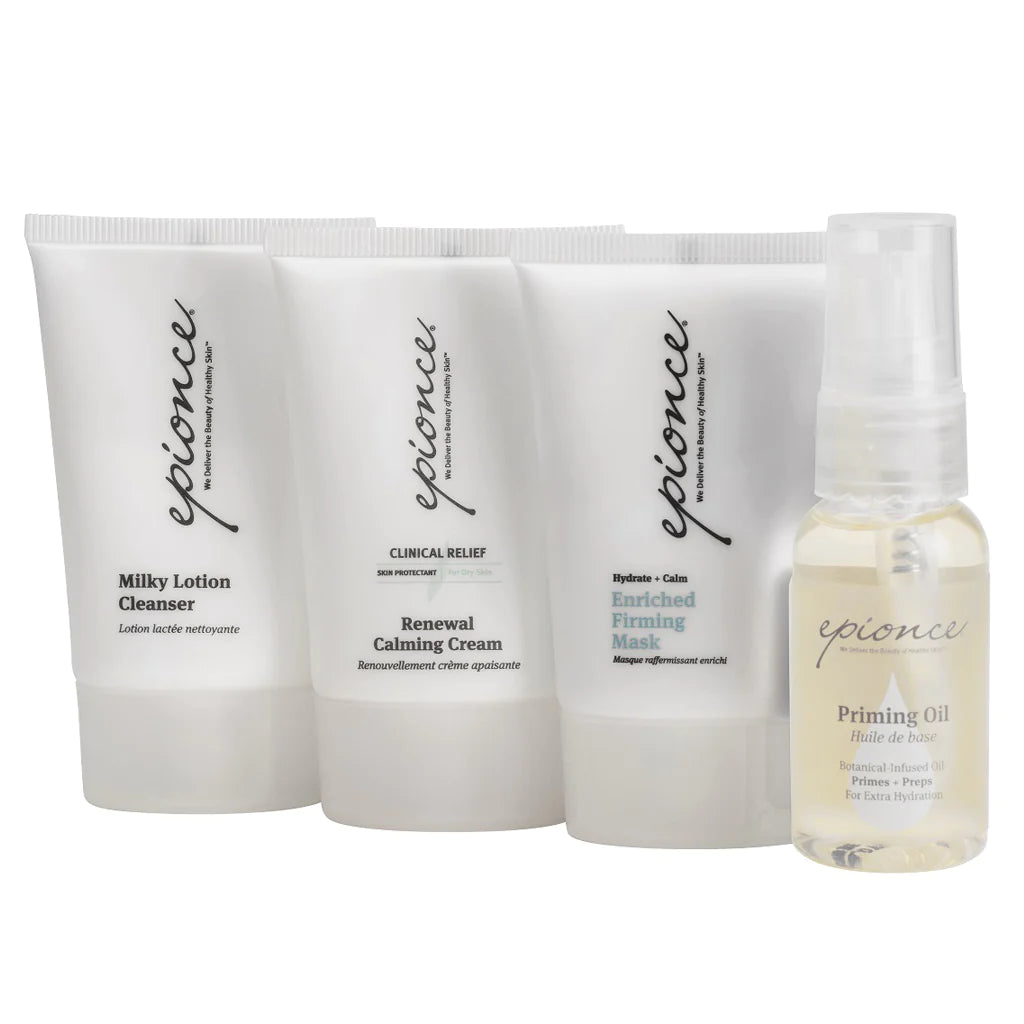 A plain product image of the four Epionce products featured in the Essential Recovery Kit.