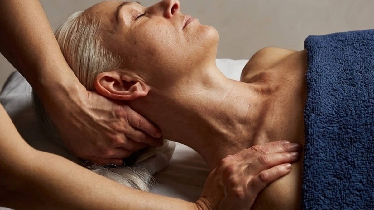Relaxing neck massage treatment performed by a professional spa therapist