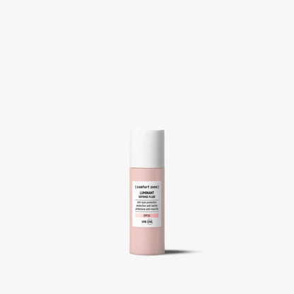 Skincare bottle with pink cap and white label on a white background