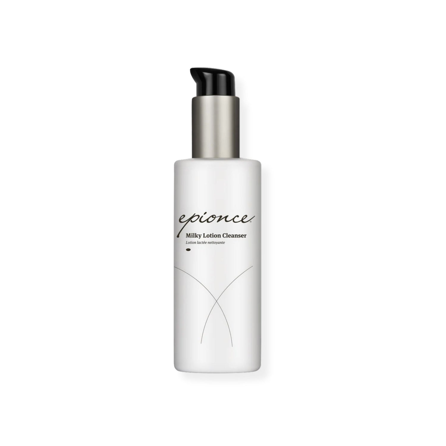 White bottle of epionce Milky Lotion Cleanser on a white background