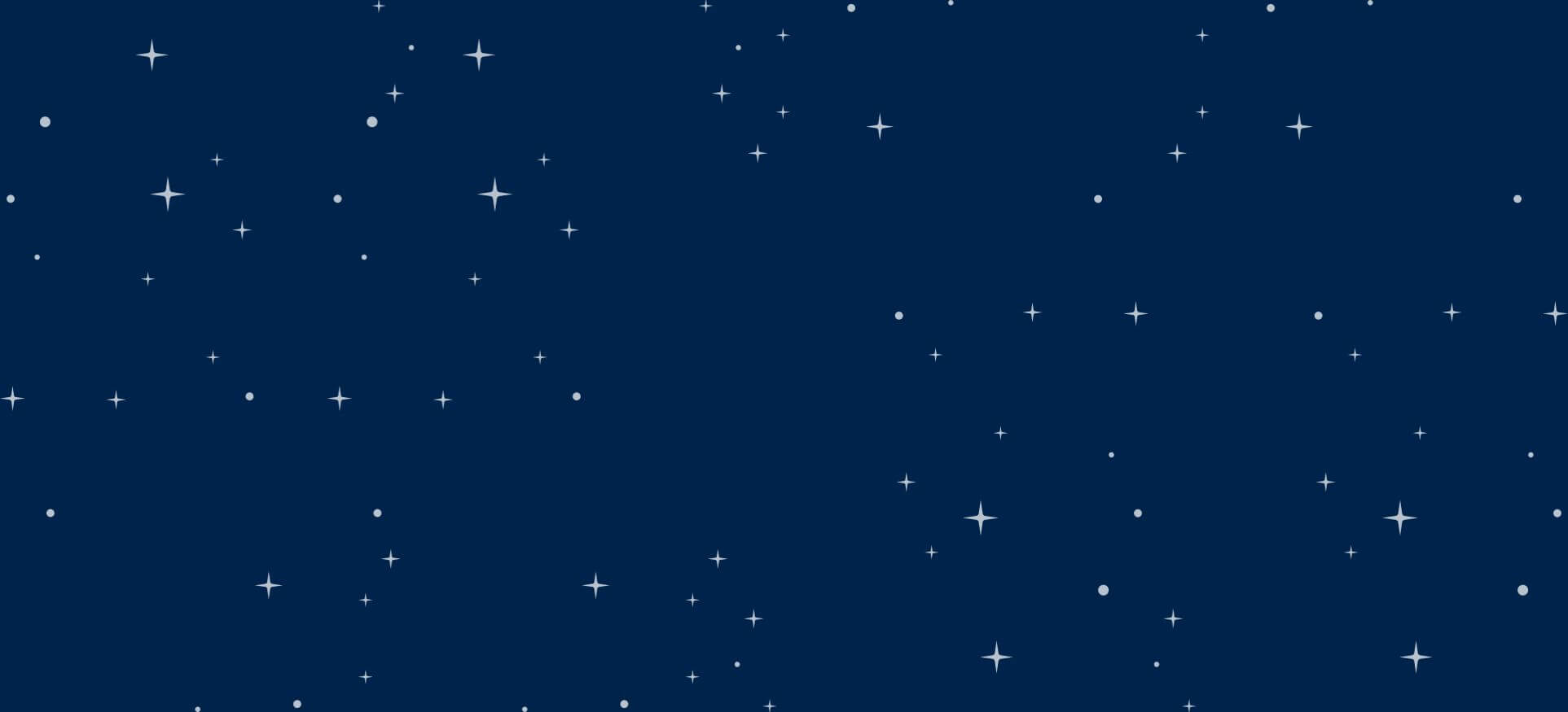 A navy background with small white stars. 
