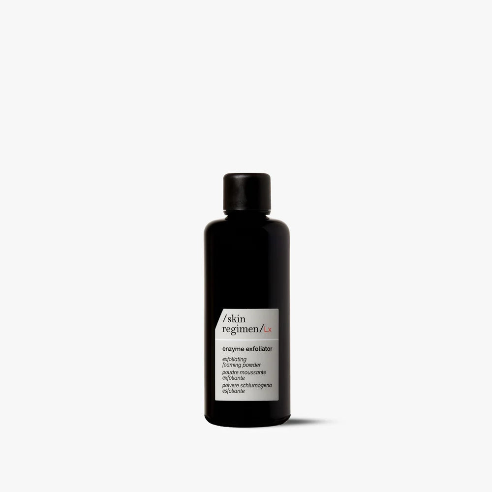 Black bottle of skincare product on a white background